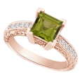 thumbnail image 1 of AFFY (1.85 cttw) Simulated Green Peridot & White Natural Diamond Antique Style Engagement Wedding Ring In 14k Rose Gold With Ring Size 9.5, 1 of 1