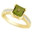 thumbnail image 1 of AFFY (1.85 cttw) Simulated Green Peridot & White Natural Diamond Antique Style Engagement Wedding Ring In 14k Yellow Gold With Ring Size 6.5, 1 of 1