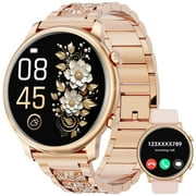 LZUEFK Smart Watch(Answer/Make Call), Smartwatch fits for Android and Iphone, 1.39" HD Fitness Watch with 100 Sports Modes, Waterproof, Activity Smart Watches for Women, Two Straps, Gold