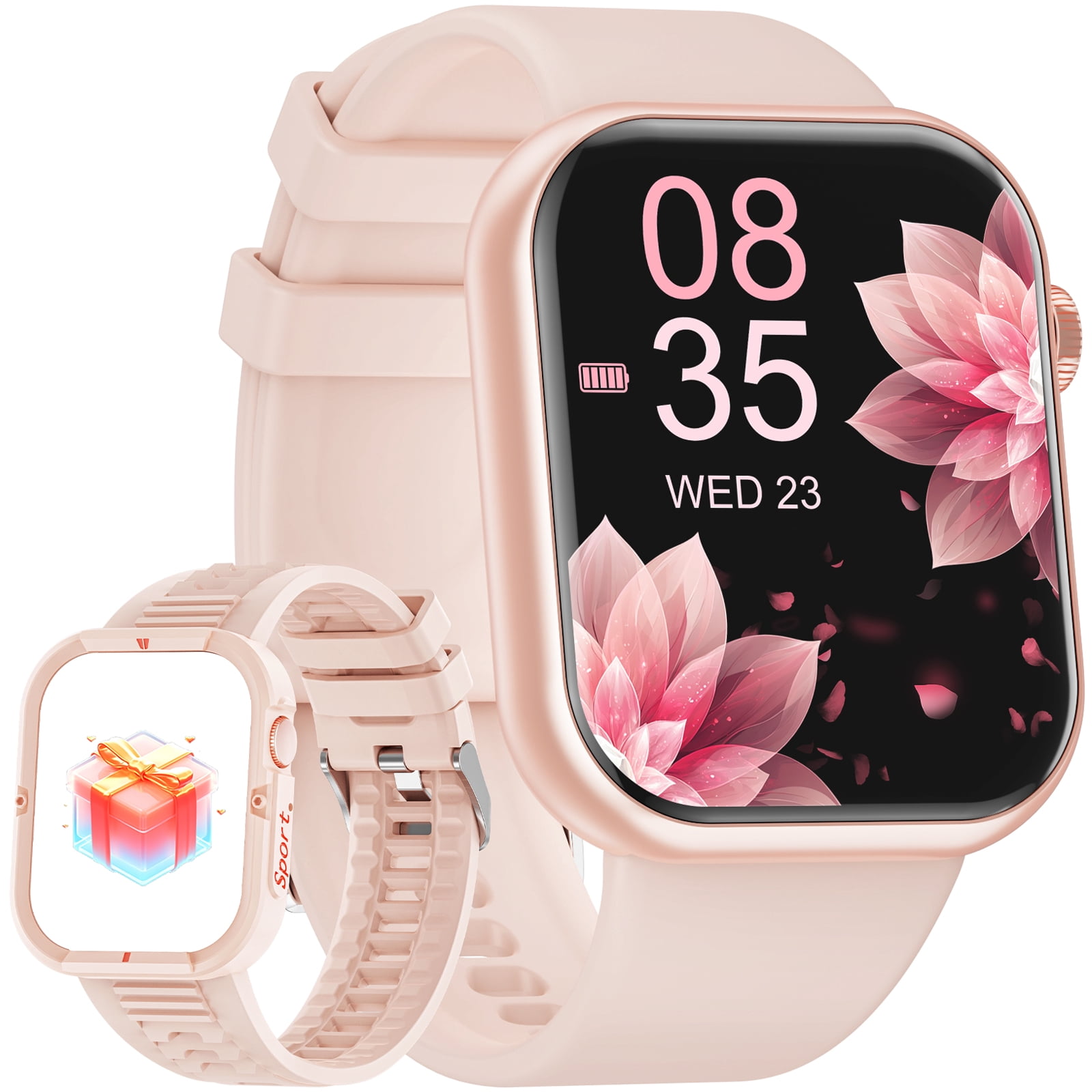 LZUEFK Smart Watch(Answer/Make Call), Smartwatch fits for Android and Iphone, 1.39" HD Fitness Watch with 100 Sports Modes, Waterproof, Activity Smart Watches for Women, Two Straps, Gold