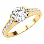 1.85CTW Lab-Grown Diamond Shank Pave 18K Yellow Gold Round Engagement Ring