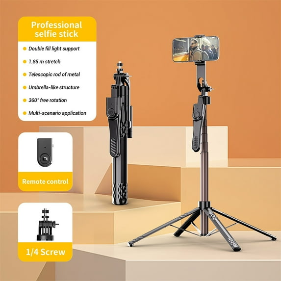 1.85m Selfie Stick Tripod for iPhone 16 15 14 13 Pro Max Android Phone with Remote Control Panoramic Ball head Holder (Upgrade version)