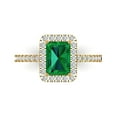 thumbnail image 1 of Halo Engagement Ring for Women - 1.86ct Simulated Emerald in 14K Yellow Gold Promise Ring, 1 of 6