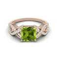 thumbnail image 1 of 1.86 Ctw Cushion Peridot 925 Sterling Silver Rose Vermeil Twisted Shank Valentines Day Gifts Ring, 1 of 3