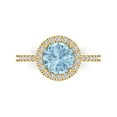 thumbnail image 1 of Halo Engagement Ring for Women - 1.8ct Natural Swiss Blue Topaz in 14K Yellow Gold Promise Ring, 1 of 6