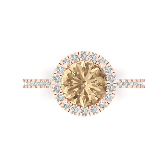 Solitaire with Accents Engagement Ring for Women - 1.8ct Yellow Moissanite in 14K Rose Gold Promise Ring