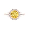 thumbnail image 1 of Solitaire with Accents Engagement Ring for Women - 1.8ct Simulated Yellow Diamond in 14K Rose Gold Promise Ring, 1 of 8
