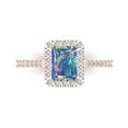thumbnail image 1 of 1.86 ctw Solitaire with Zirconia Diamond Accents Anniversary Ring for Women | Emerald Cut Blue Moissanite | Hyperallergenic Solid 18K Rose Gold, 1 of 5
