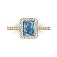 thumbnail image 1 of 1.86 ctw Solitaire with Zirconia Diamond Accents Anniversary Ring for Women | Emerald Cut Blue Moissanite | Hyperallergenic Solid 18K Yellow Gold, 1 of 5