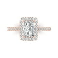 thumbnail image 1 of 1.86 ct Emerald Cut Clear Crystal 18k Pink Rose Gold Engraving Statement Bridal Wedding Halo Designer Ring Size 5, 1 of 5