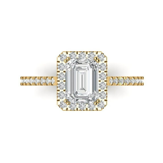 Clara Pucci 14K Yellow Gold 1.86ct Moissanite Solitaire with Accents Ring