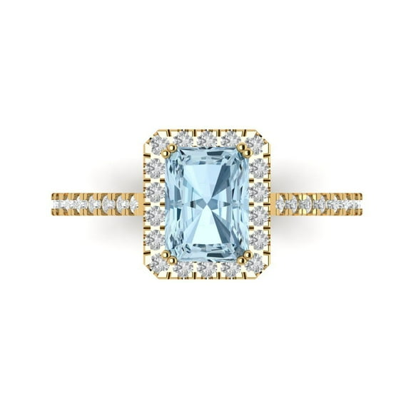 Clara Pucci 14K Yellow Gold 1.86ct Aquamarine Solitaire with Accents Ring