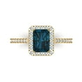 thumbnail image 1 of 1.86 ct Emerald Cut Natural London Blue Topaz Solitaire with Accents Engagement Ring for Women in 18K Yellow Gold, 1 of 5