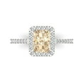 thumbnail image 1 of 1.86 ct Emerald Cut Natural Morganite Halo Engagement Ring for Women in 18K White Gold, 1 of 5
