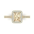 thumbnail image 1 of Clara Pucci 14K Yellow Gold Solid Gold Morganite Solitaire with Accents Anniversary Ring for Women - 1.86 cttw Emerald Cut, 1 of 8