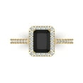 thumbnail image 1 of 1.86 ct Emerald Cut Natural Onyx Solitaire with Accents Engagement Ring for Women in 18K Yellow Gold, 1 of 5