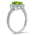 thumbnail image 1 of 1.86 ct Emerald Cut Natural Peridot Halo Engagement Ring for Women in 18K White Gold, 1 of 2