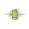 thumbnail image 1 of 1.86 ctw with Simulated Diamond Halo Accents Anniversary Ring for Women | Emerald Cut Natural Peridot | Hyperallergenic Solid 14K White Gold, 1 of 5