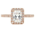 thumbnail image 1 of 1.86 ct Emerald Cut Real Genuine Natural Diamond VS1-VS2 J-K 14K Rose Gold Halo Promise Wedding Statement Engagement Designer Ring size 4.5, 1 of 7