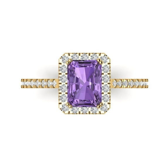 Clara Pucci 14K Yellow Gold 1.86ct Alexandrite Solitaire with Accents Ring