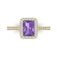 thumbnail image 1 of 1.86 ct Emerald Cut Simulated Alexandrite Solitaire with Simulated Diamond Accents 18K Yellow Gold Womens Engagement Ring, 1 of 5