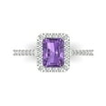 thumbnail image 1 of 1.86 ct Emerald Cut Simulated Alexandrite with Simulated Diamond Halo Accents 14K White Gold Womens Engagement Ring, 1 of 5