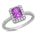 thumbnail image 1 of 1.86 ct Emerald Cut Simulated Alexandrite with Simulated Diamond Halo Accents 18K White Gold Womens Engagement Ring, 1 of 4