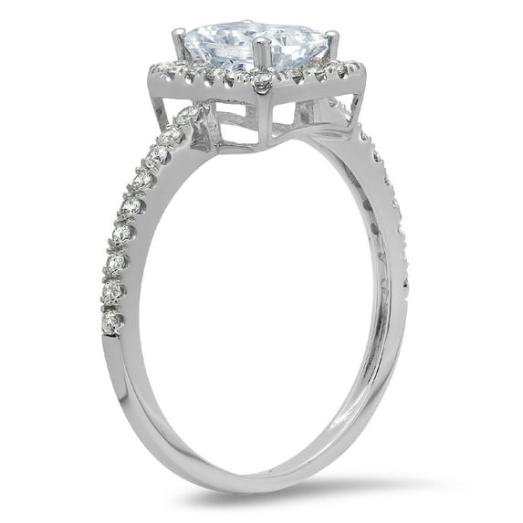 1.86 ct Emerald Cut Simulated Blue Diamond Halo Engagement Ring for Women in 18K White Gold