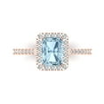 thumbnail image 1 of Clara Pucci 14K Rose Gold Solid Gold Blue Solitaire with Accents Anniversary Ring for Women - 1.86 cttw Emerald Cut, 1 of 8