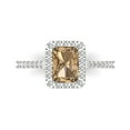 thumbnail image 1 of 1.86 ct Emerald Cut Simulated Champagne Diamond Halo Engagement Ring for Women in 18K White Gold, 1 of 5