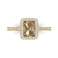 thumbnail image 1 of 1.86 ct Emerald Cut Simulated Champagne Diamond Solitaire with Accents Engagement Ring for Women in 18K Yellow Gold, 1 of 5