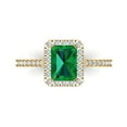 thumbnail image 1 of 1.86 ctw Solitaire with Zirconia Diamond Accents Anniversary Ring for Women | Emerald Cut Simulated Emerald | Hyperallergenic Solid 14K Yellow Gold, 1 of 5