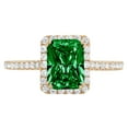 thumbnail image 1 of 1.86 ct Emerald Cut Simulated Emerald Solitaire with Simulated Diamond Accents 18K Yellow Gold Womens Engagement Ring, 1 of 4