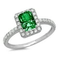 thumbnail image 1 of 1.86 ct Emerald Cut Simulated Emerald with Simulated Diamond Halo Accents 14K White Gold Womens Engagement Ring, 1 of 5