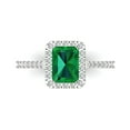thumbnail image 1 of 1.86 ctw with Simulated Diamond Halo Accents Anniversary Ring for Women | Emerald Cut Simulated Emerald | Hyperallergenic Solid 14K White Gold, 1 of 5