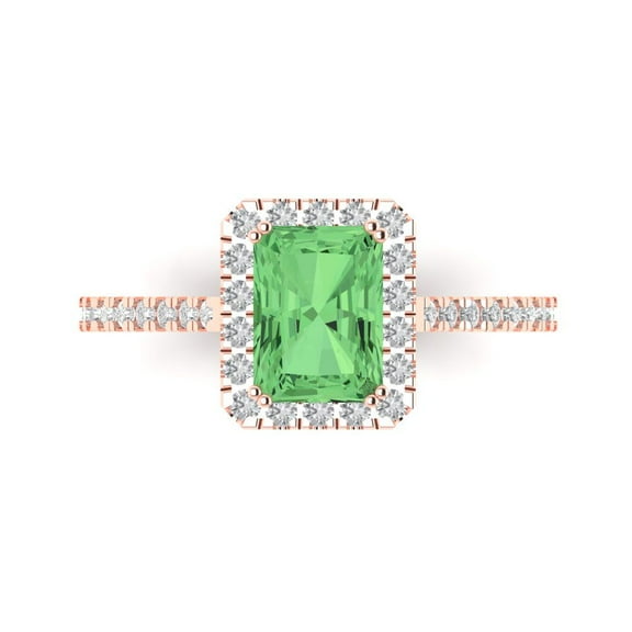 Clara Pucci 14K Rose Gold 1.86ct Green Solitaire with Accents Ring