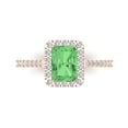 thumbnail image 1 of Clara Pucci 14K Rose Gold Solid Gold Green Solitaire with Accents Anniversary Ring for Women - 1.86 cttw Emerald Cut, 1 of 8