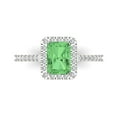 thumbnail image 1 of 1.86 ctw with Simulated Diamond Halo Accents Anniversary Ring for Women | Emerald Cut Simulated Green Diamond | Hyperallergenic Solid 14K White Gold, 1 of 8
