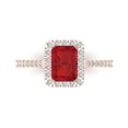 thumbnail image 1 of 1.86 ct Emerald Cut Simulated Pink Tourmaline Solitaire with Simulated Diamond Accents 18K Rose Gold Womens Engagement Ring, 1 of 5