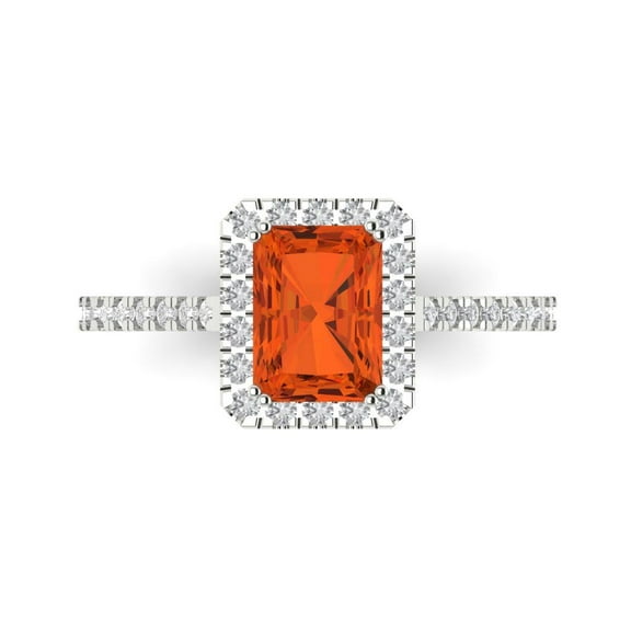 Clara Pucci 14K White Gold 1.86ct Red Halo Ring for Women