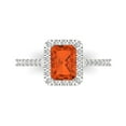 thumbnail image 1 of Clara Pucci 14K White Gold Solid Gold Red Halo Anniversary Ring for Women - 1.86 cttw Emerald Cut, 1 of 8