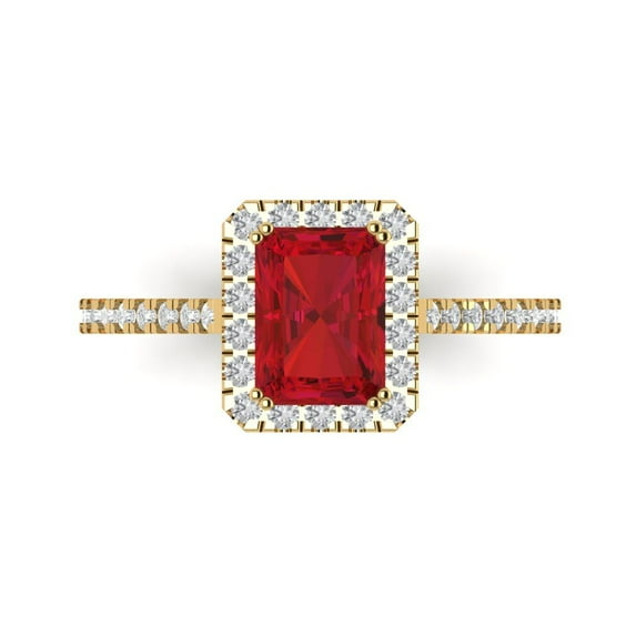Clara Pucci 14K Yellow Gold 1.86ct Ruby Solitaire with Accents Ring