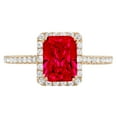 thumbnail image 1 of 1.86 ct Emerald Cut Simulated Ruby Solitaire with Simulated Diamond Accents 18K Yellow Gold Womens Engagement Ring, 1 of 5