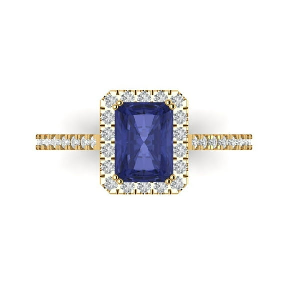 Clara Pucci 14K Yellow Gold 1.86ct Tanzanite Solitaire with Accents Ring