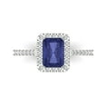 thumbnail image 1 of Clara Pucci 14K White Gold Solid Gold Tanzanite Halo Anniversary Ring for Women - 1.86 cttw Emerald Cut, 1 of 8