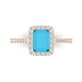 thumbnail image 1 of Clara Pucci 14K Rose Gold Solid Gold Turquoise Solitaire with Accents Anniversary Ring for Women - 1.86 cttw Emerald Cut, 1 of 8