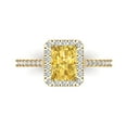 thumbnail image 1 of 1.86 ct Emerald Cut Simulated Yellow Diamond Solitaire with Simulated Diamond Accents 14K Yellow Gold Womens Engagement Ring, 1 of 5