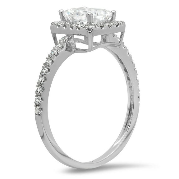 1.86 ct Emerald Cut White Sapphire Halo Engagement Ring for Women in 14K White Gold