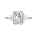 thumbnail image 1 of Clara Pucci 14K Rose Gold Solid Gold WhiteSapphire Solitaire with Accents Anniversary Ring for Women - 1.86 cttw Emerald Cut, 1 of 8