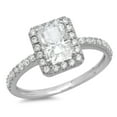 thumbnail image 1 of 1.86 ct Emerald Cut White Sapphire with Simulated Diamond Halo Accents 18K White Gold Womens Engagement Ring, 1 of 6
